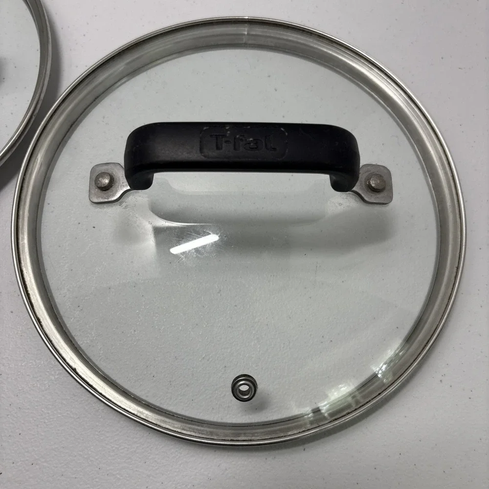 T-Fal Lot Of 2 Tempered Glass Lids /w Handles & Steam Vents 7